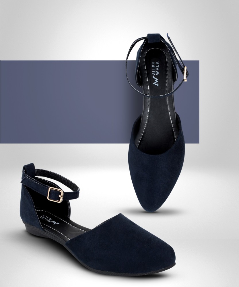 Navy blue ankle hot sale strap flats