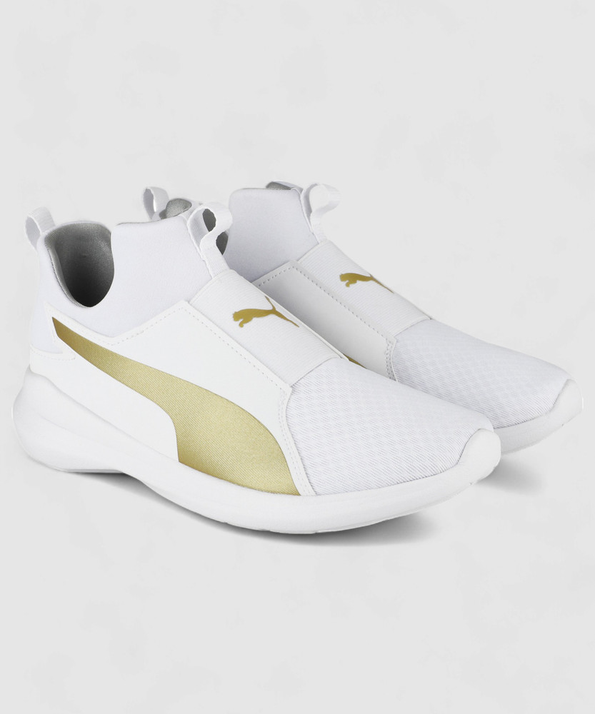 puma sneakers gold and white