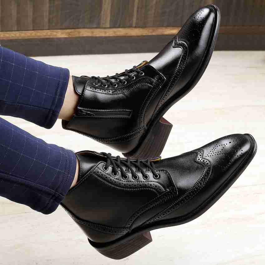 Fasczo Men s Latest Formal Semi Formal Cow Boy Ankle Zipper Lace