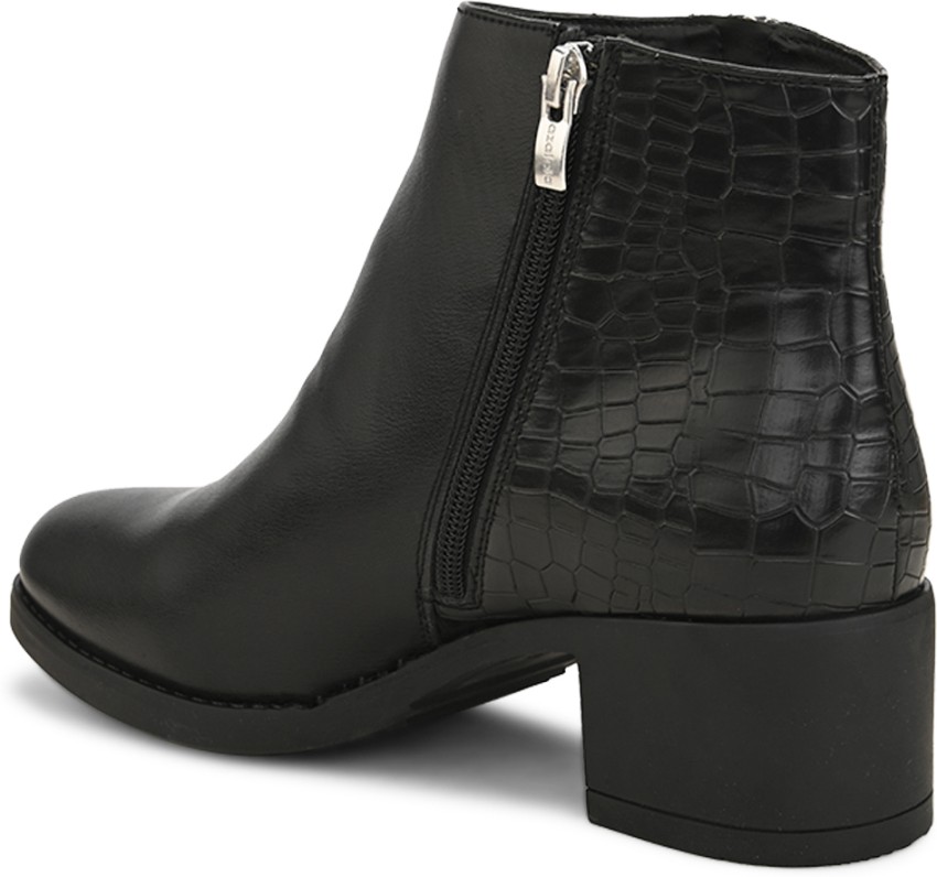 Women's Luna 2 Heel Bootie In Black Croco Print Leather - Thursday
