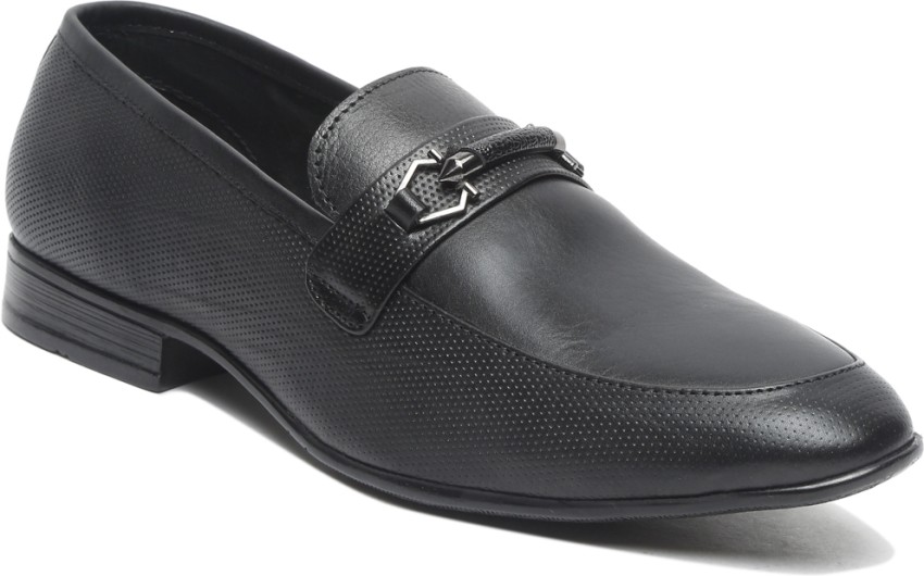 Men Black Solid Leather Formal Tasselled Loafers – Teakwood Leathers