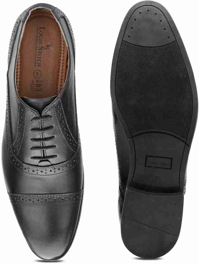 LOUIS STITCH Men Black Italian Leather Oxford Formal Lace Up Shoes ...