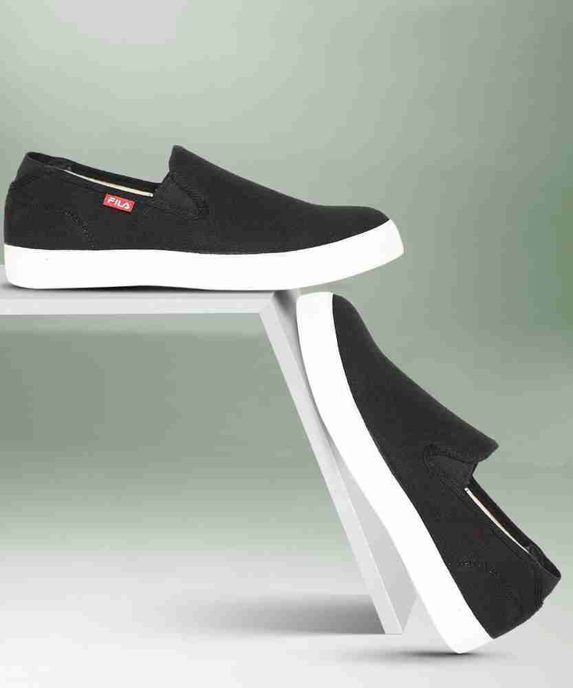 Fila black shop slip ons