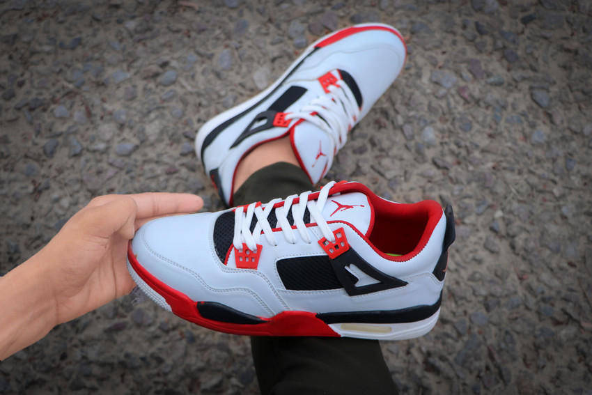 ROTHAR Multicolored Red And White Jordan Retro 4 Footwear Running