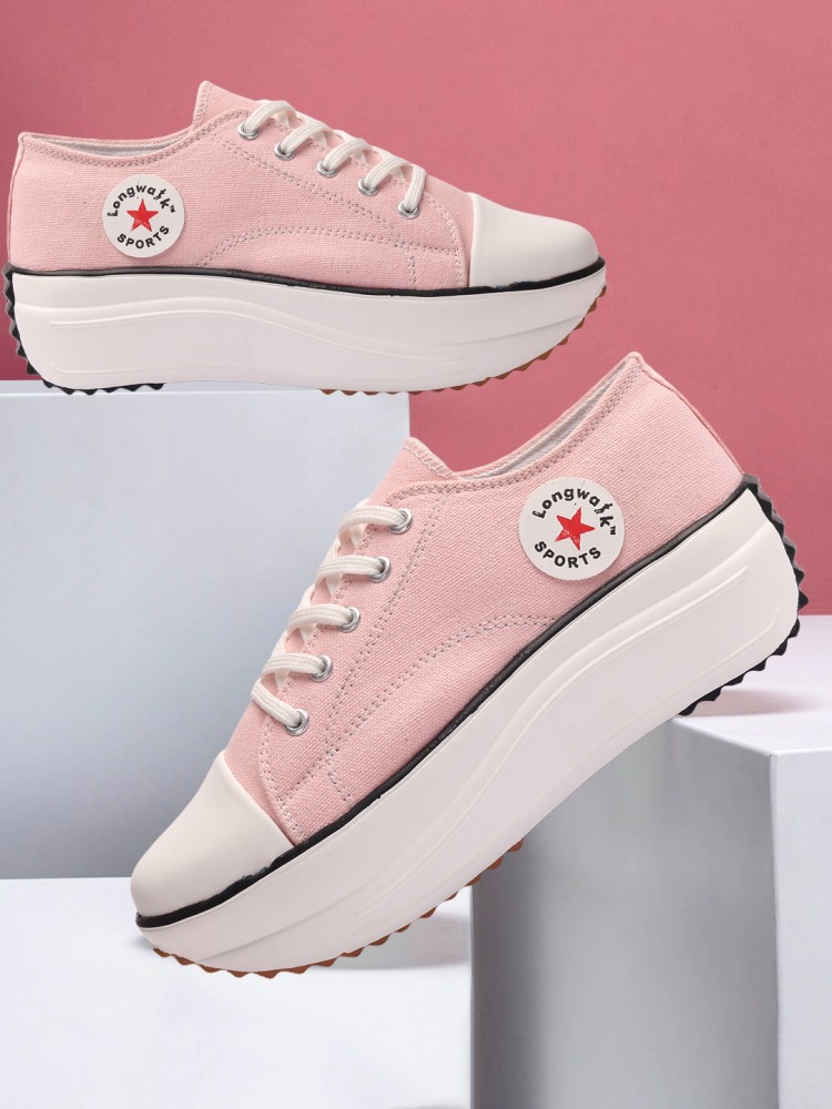 Womens pink sales canvas sneakers