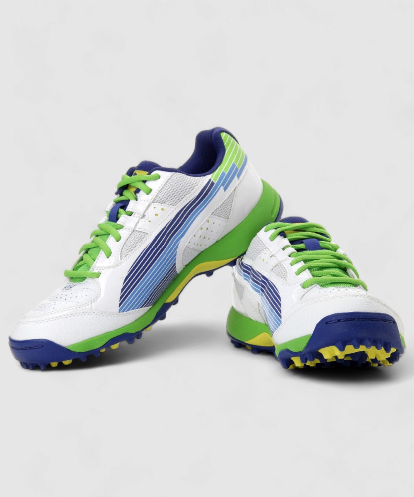 PUMA EvoSPEED Cricket Rubber Cricket Shoes For Men Buy White Monaco Blue Jasmine Green Fluo Yellow Color PUMA EvoSPEED Cricket Rubber Cricket Shoes For Men Online at Best Price Shop