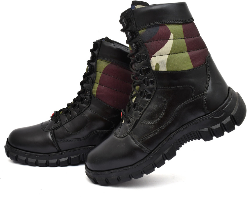 Xapan Leather Combat Army Boot Shoes Army Shoes Lace Up Boots