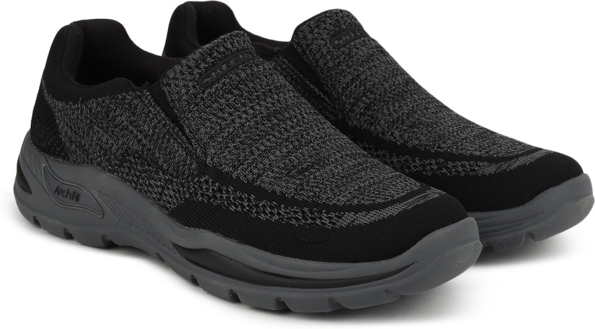 Mens black slip on 2025 skechers