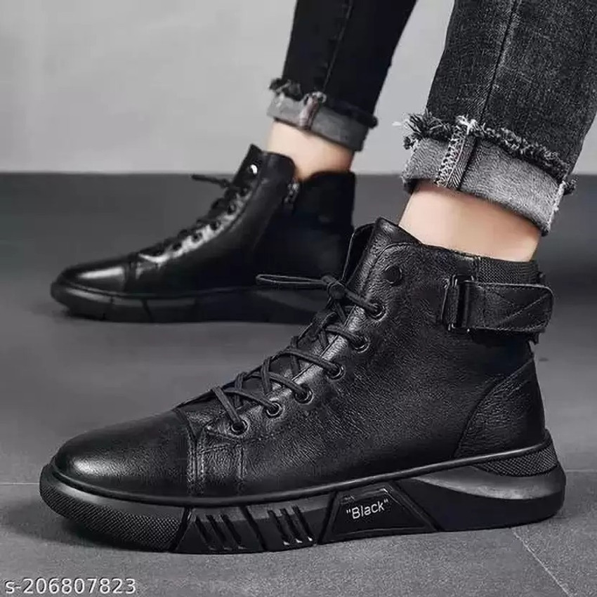BIZAZO Casual Boots Black High Tops For Men Buy BIZAZO Casual Boots Black High Tops For Men Online at Best Price Shop Online for Footwears in India Flipkart