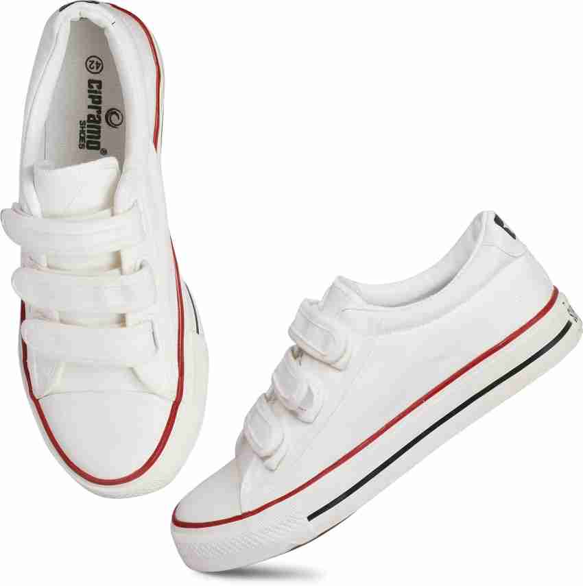 White canvas velcro on sale shoes