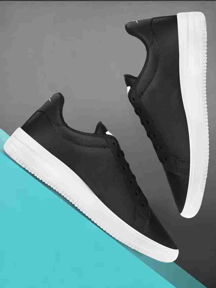 Mens black trainers white sole hot sale