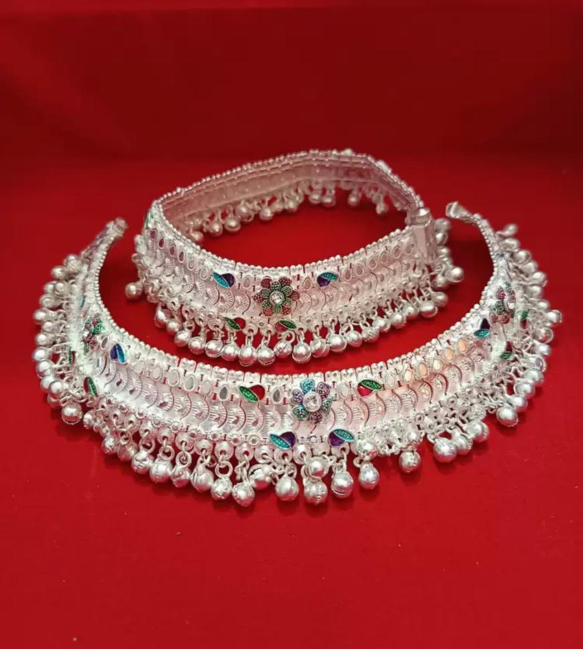 STIC Thick Heavy Meena Sterling Silver Payal Anklet Alloy Anklet Price in India Buy STIC Thick Heavy Meena Sterling Silver Payal Anklet Alloy Anklet Online at Best Prices in India