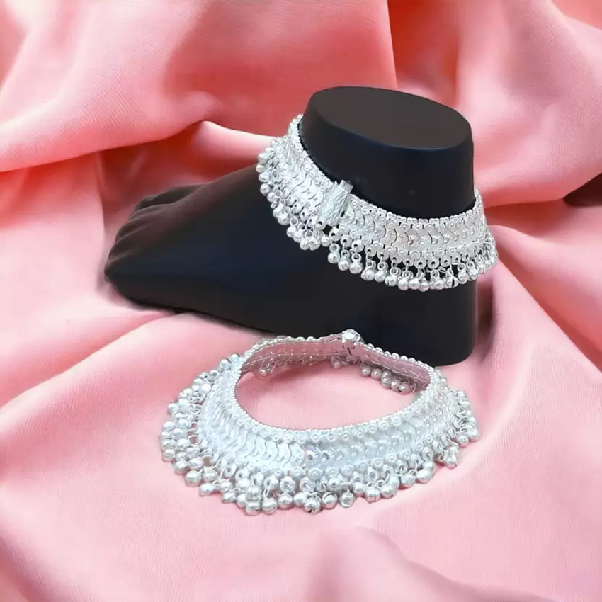 Silver anklet design for bride discount
