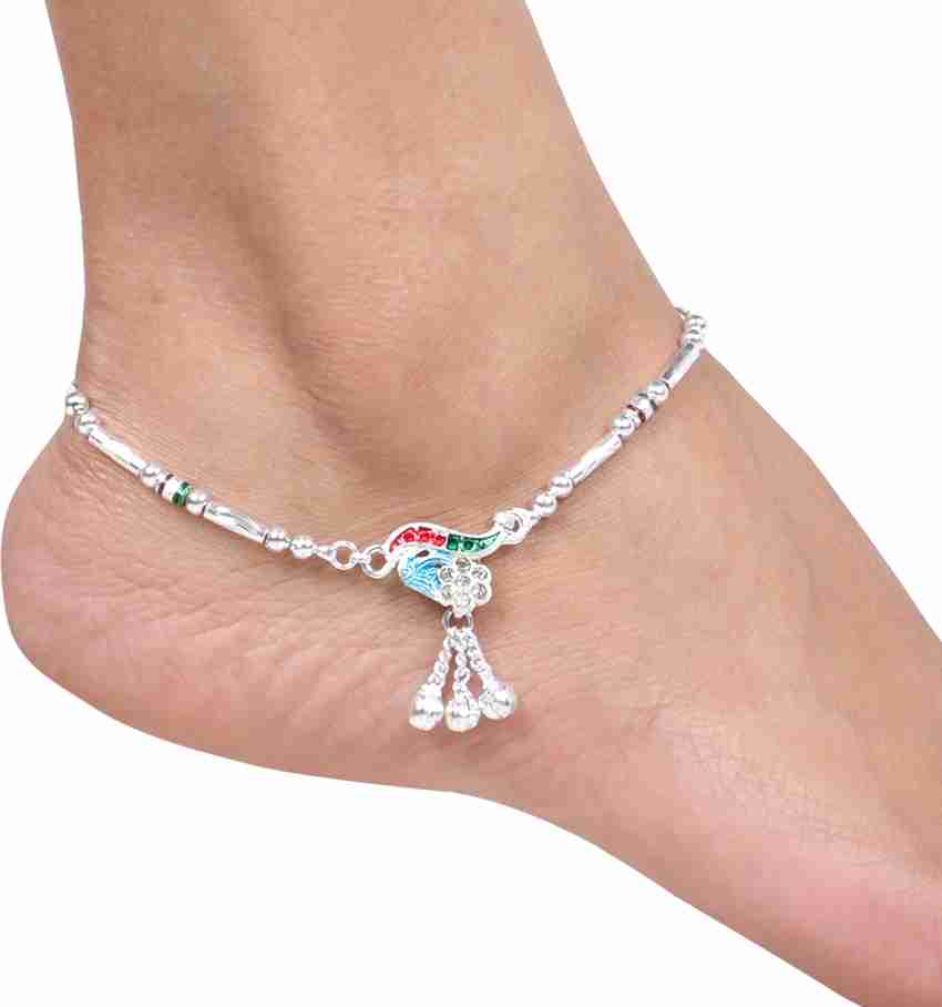 Laali S13 Silver Colored Peacock Design Payal For Girls Women Alloy Anklet Price in India Buy Laali S13 Silver Colored Peacock Design Payal For Girls Women Alloy Anklet Online