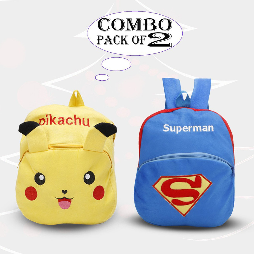 GIBI Kids School Bag Combo Pikachu Superman Cartoon Baby Boy Girl Bag Age 2 to 6 14 L Backpack Blue Price in India Flipkart