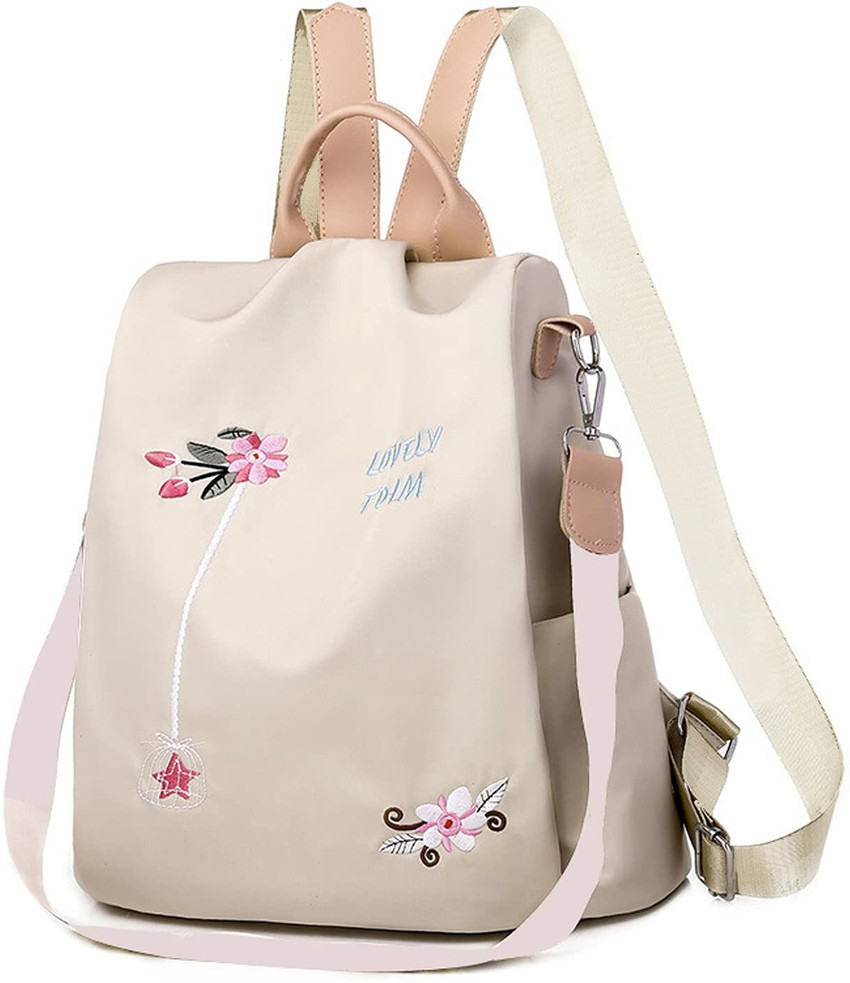 Mariyam collection Small 12 L Backpack Embroidered Style Large Capacity Women s Bag Backpack 10 L Backpack Cream Price in India Flipkart