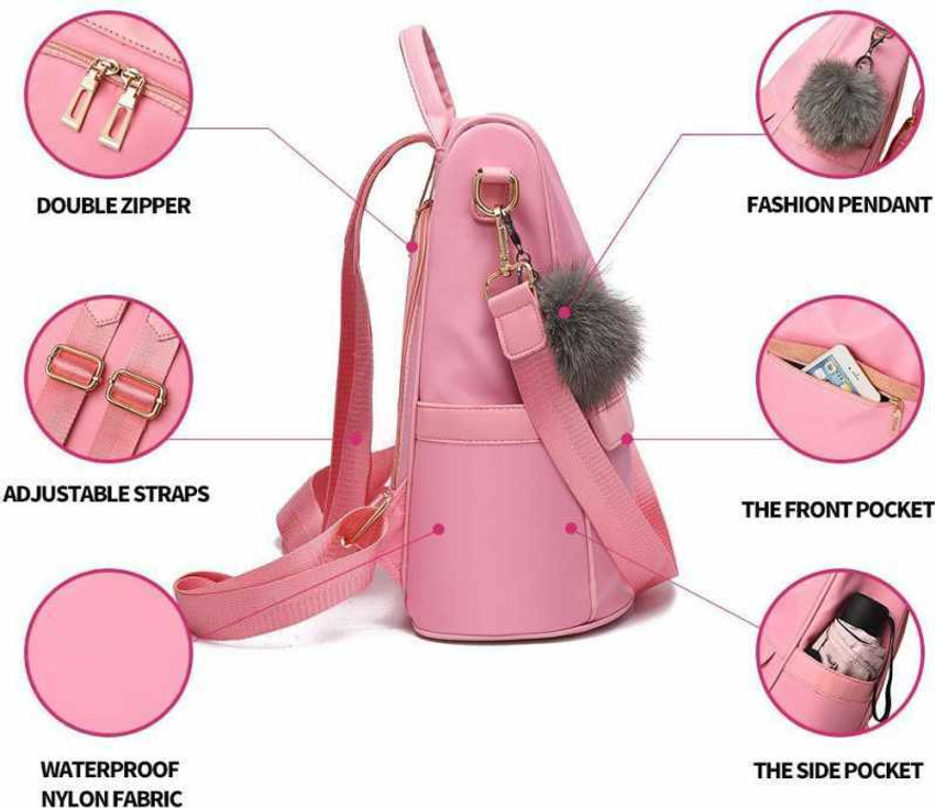 AKIRA Stylish Woman And Girls School College bag 10 L Backpack PINK Price in India Flipkart