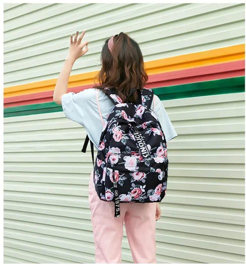 Black sales floral backpack