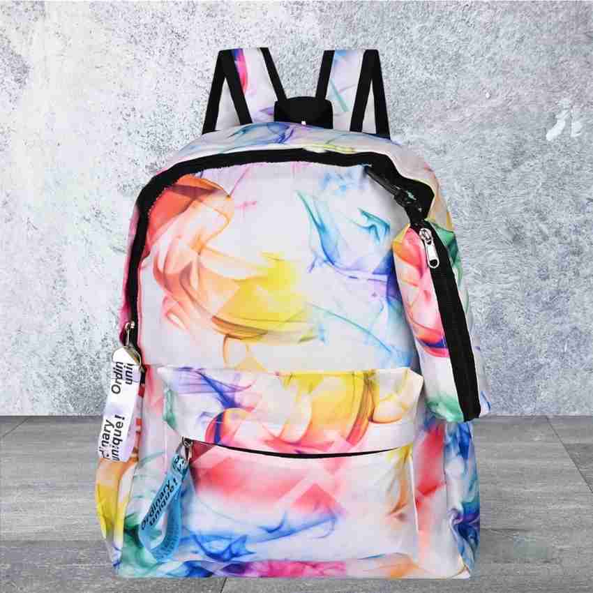 HC Collection Holi print school bag for girls college bags for girls 14 L Backpack white Price in India Flipkart