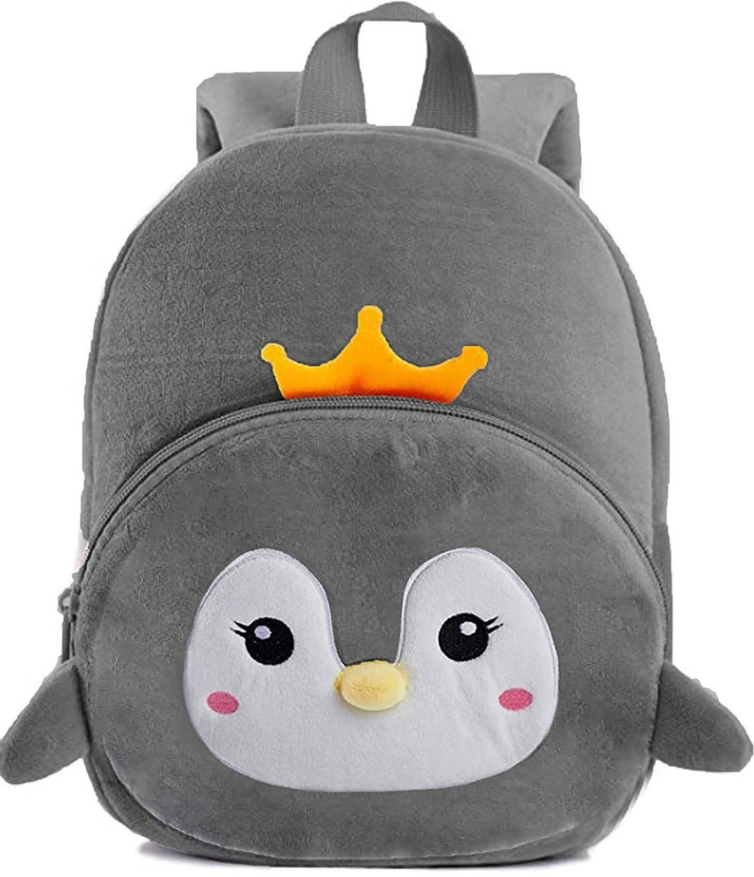 Flipkart HappyChild Grey Penguin Toddler School Bag Plush Bag Kids Bag for 2 to 5 year Child 10 L School Bag School Bag