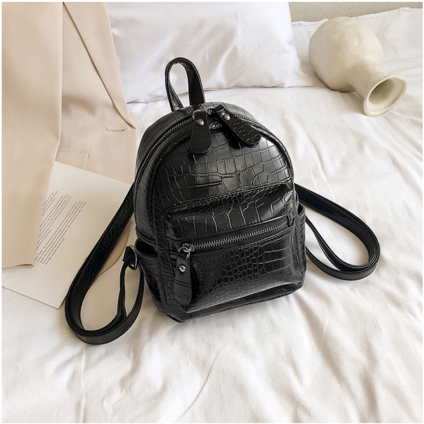 Krismo Black Croco Bag Medium Backpack Stylish Comfortable Handbag For Women 25 L Backpack Black Price in India Flipkart