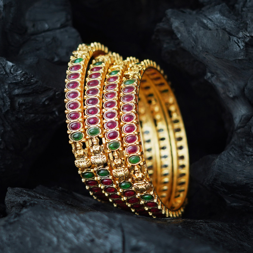 MANSIYAORANGE Copper Cubic Zirconia Gold plated Bangle Price in