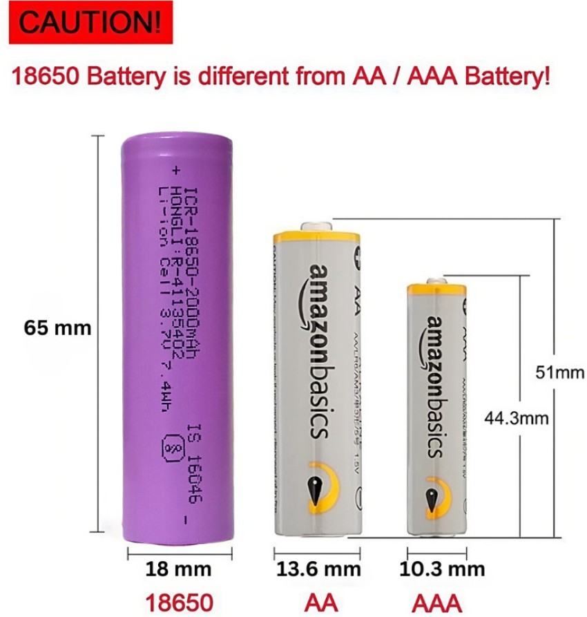 Floricx 3.7V ICR 18650 2000mAh Lithium Ion Rechargeable Multicolor