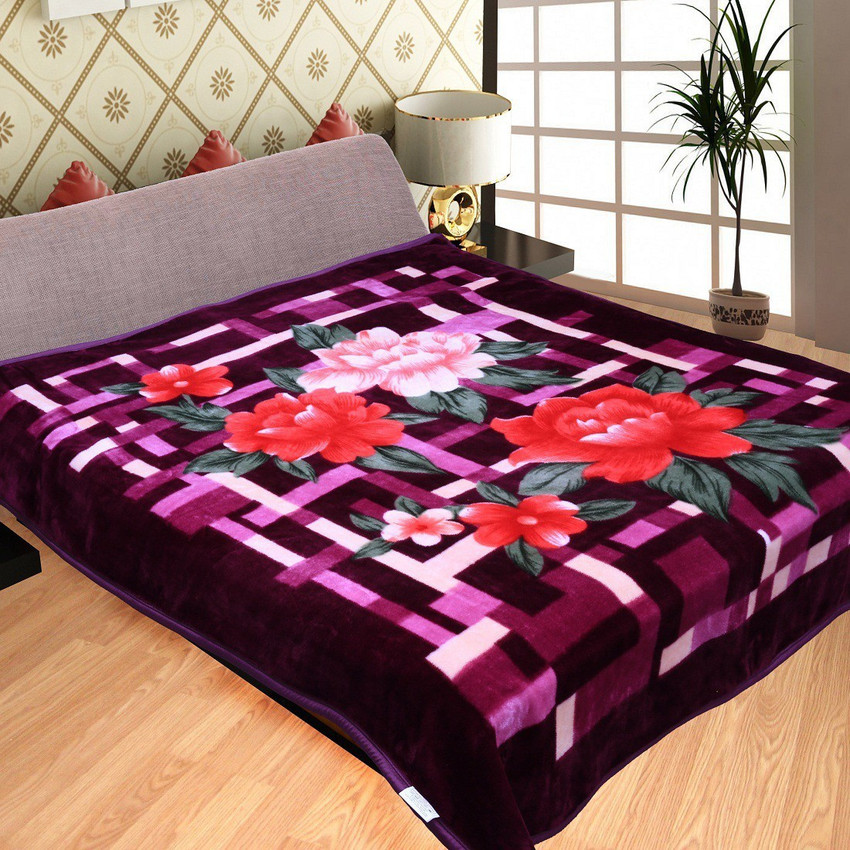 KTM Home Boutique Floral Double Mink Blanket for Heavy Winter