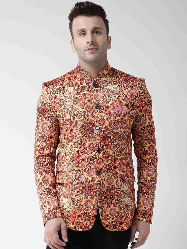 Hangup Printed Bandhgala Casual Men Blazer Buy Hangup Printed