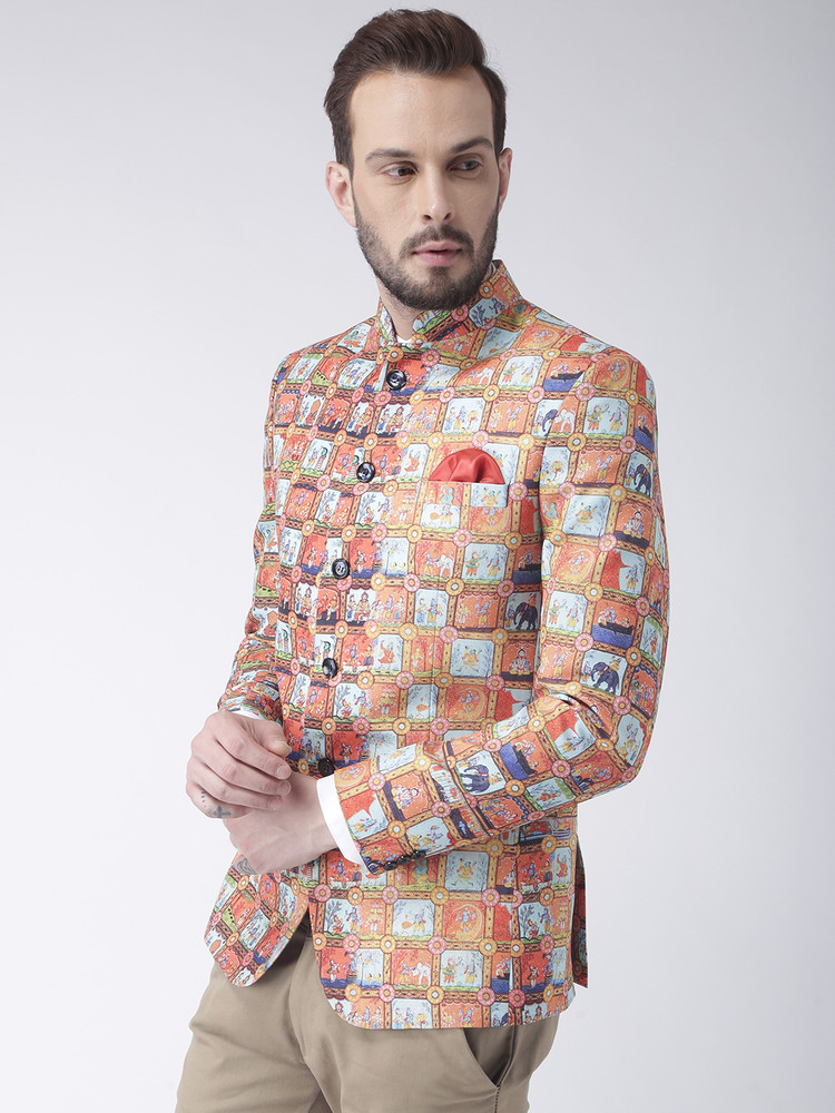 Printed bandhgala top blazer