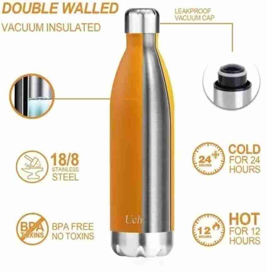 Milton Thermosteel Glassy Flask 1000, Double Walled Vacuum Insulated 1000  ml | 34 oz | 1 qt. | 24 Hours Hot and Cold Flask with Cover, 18/8 Stainless