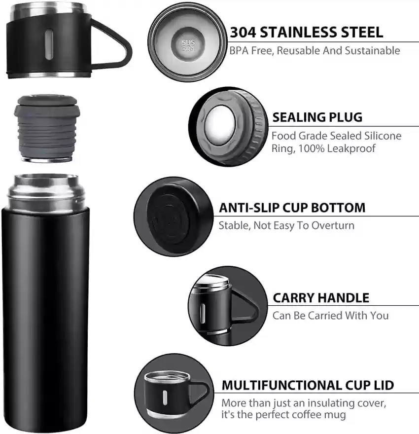 Personalized Vacuum Insulated Flask Gift Set With 2 Cups