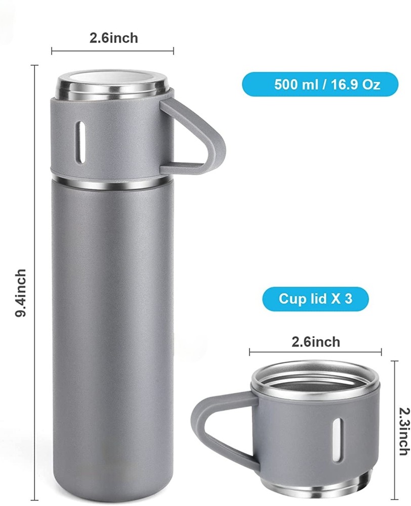 ICONIX Vacuum Flask set 3Cup set for Hot & Cold Drink BPA Free Grey with  Silicon Brush 500 ml Flask - Buy ICONIX Vacuum Flask set 3Cup set for Hot &  Cold