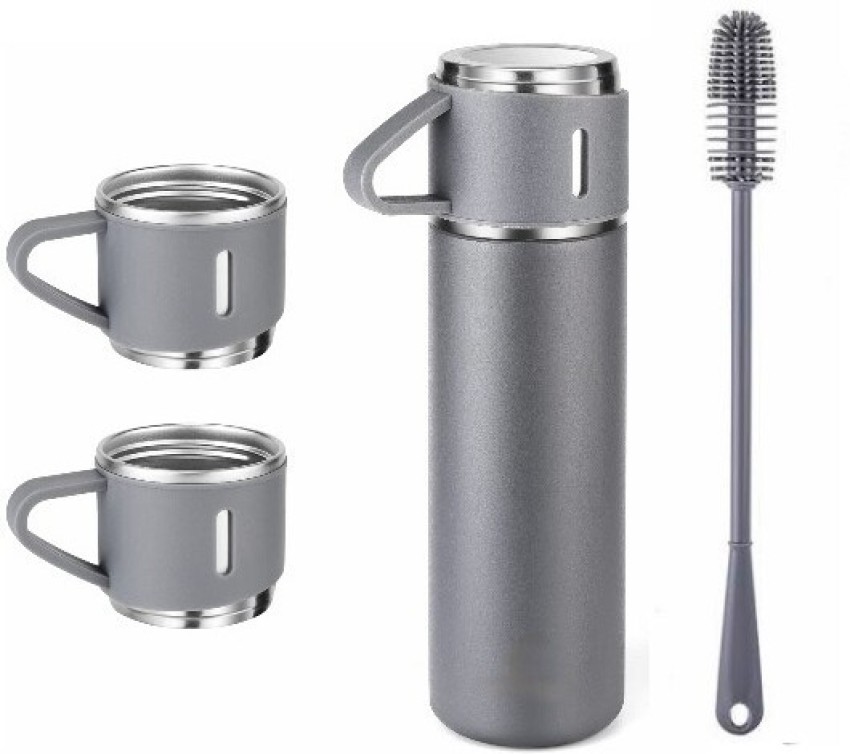 ICONIX Vacuum Flask set 3Cup set for Hot & Cold Drink BPA Free Grey with  Silicon Brush 500 ml Flask - Buy ICONIX Vacuum Flask set 3Cup set for Hot &  Cold