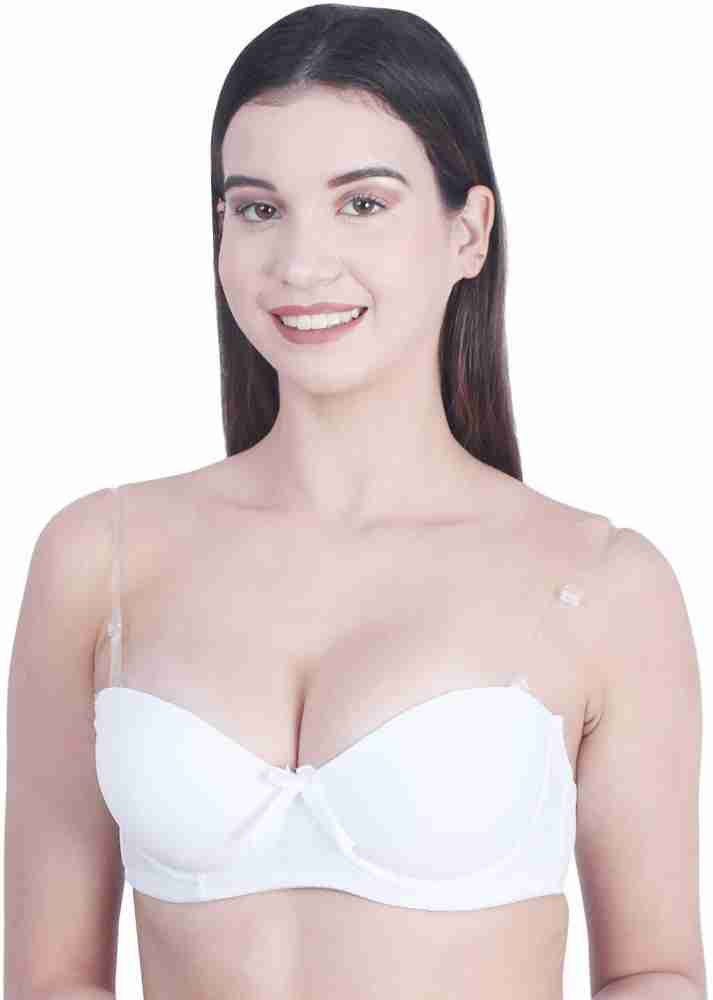 Women's Strapless Convertible Push Up Bra Padded Clear Backless
