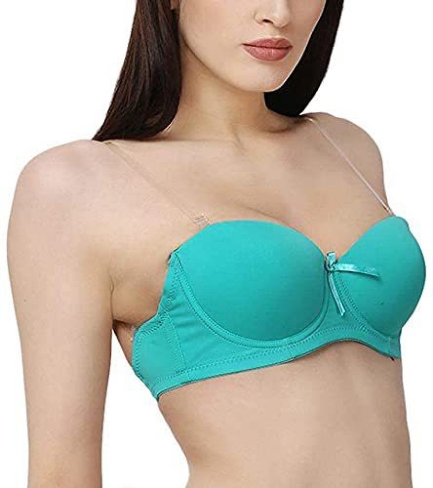 Buy YaShy Women's Silicone Lightly Padded Wired Strapless Transparent  Straps Push Up Bra (Size 38, Dark Green) YS13 Online In India At Discounted  Prices