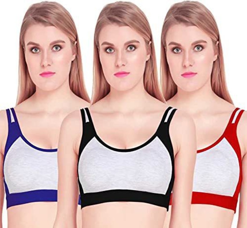 Girls Non Padded Pink Trendz Combo Sports Bra(Pack of 3) – Young
