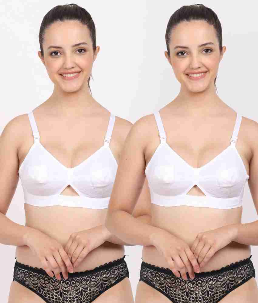 Buy Women's Cotton Non Padded Bra (Size :32) Off-White at