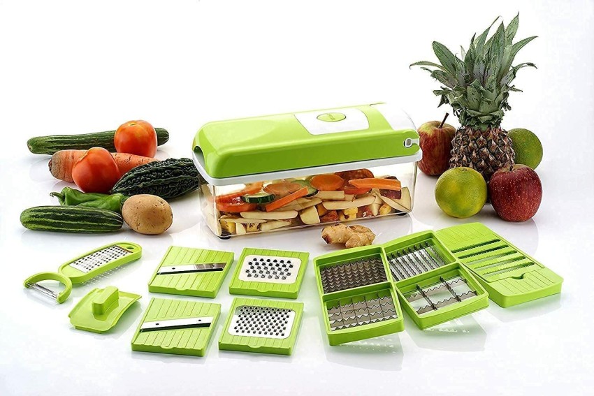 Manual Stainless Steel Compact Extra Sharp Hand Held Vegetable Chopper/ Slicer with 5 Blades (750 ml)