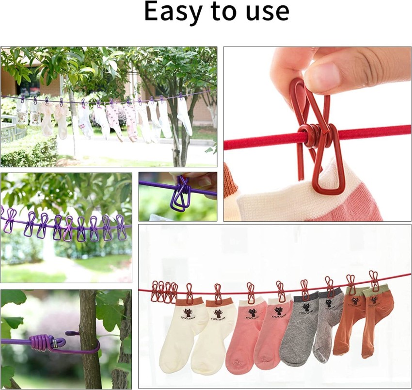 GRIVISS Cloth Drying Rope with Hooks for Travel Clothing line with