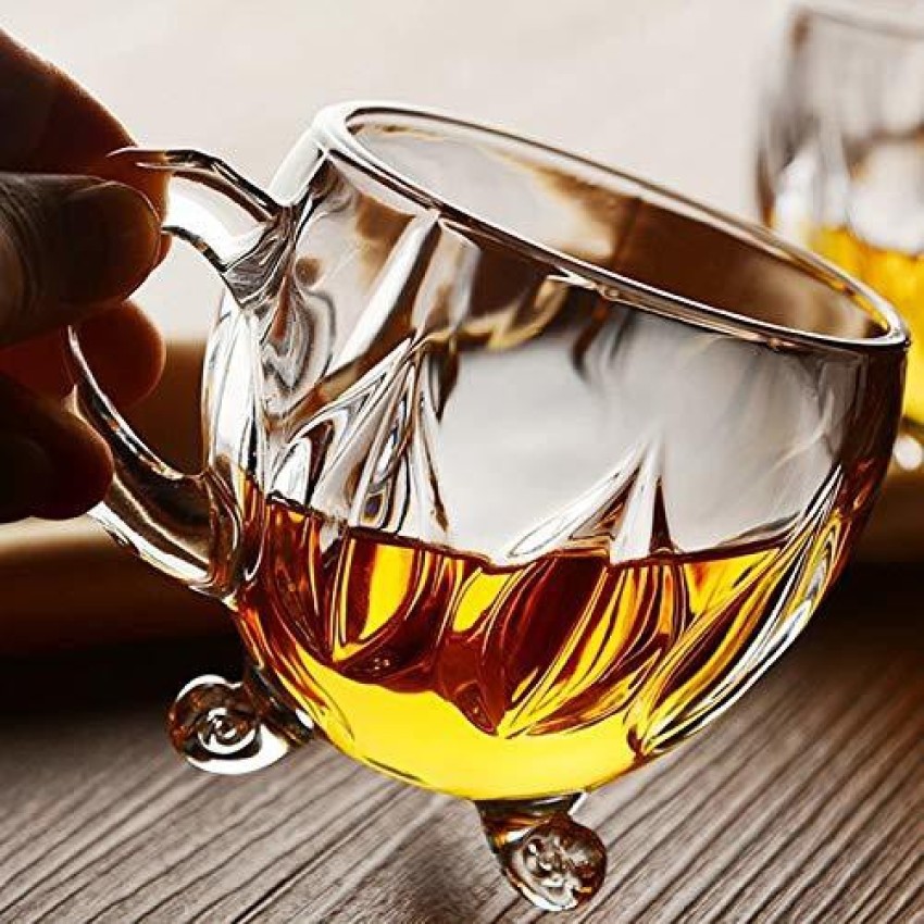 Espresso Cup, Double Wall Glass Coffee Cup with Handle Transparent Glass  Tea Coffee Mug Set Clear Diamond Coffee Mugs Drinkware