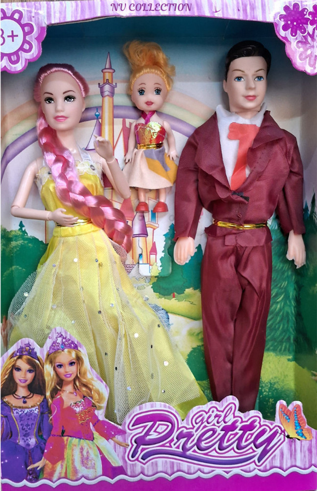 NV COLLECTION Sweet Couple Doll Toy Set with Fashion Accessories Small Baby for Girls Sweet Couple Doll Toy Set with Fashion Accessories Small Baby for Girls Buy Family