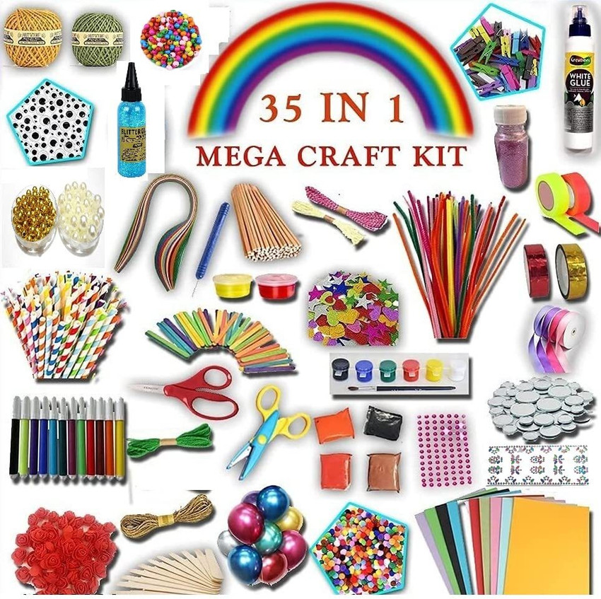 Craftwings Mega Art Craft Kit for Girls Boys 35 In 1 Craft kit for Kids Creativity Mega Art Craft Kit for Girls Boys 35 In 1 Craft