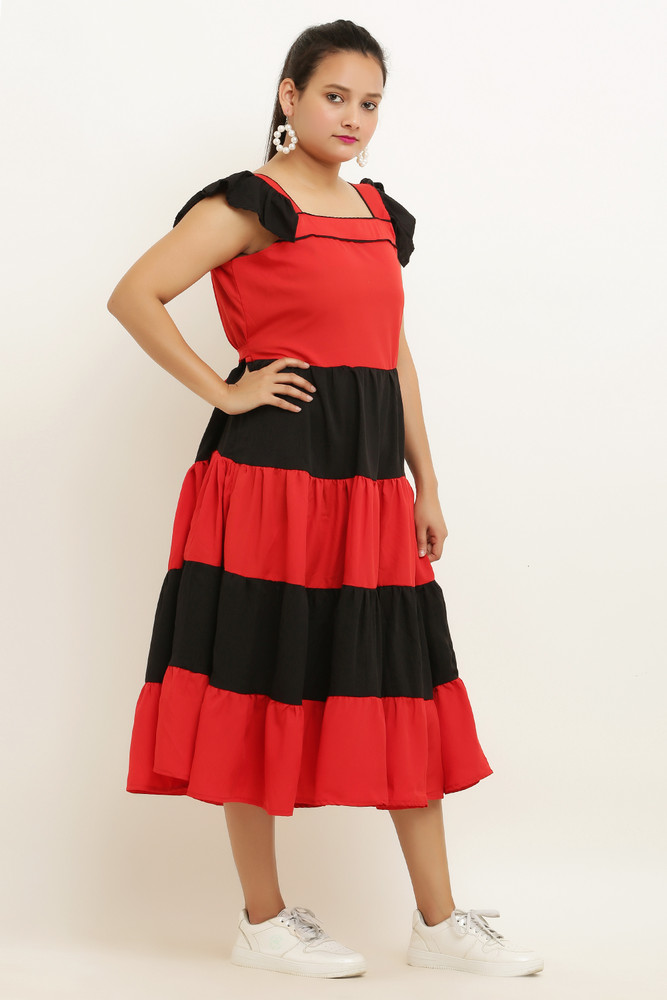 Red and black new arrivals one piece dress