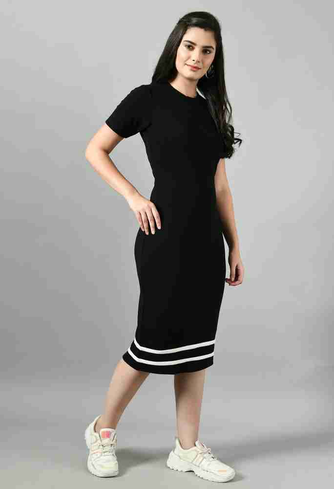 Black dress with side stripe discount
