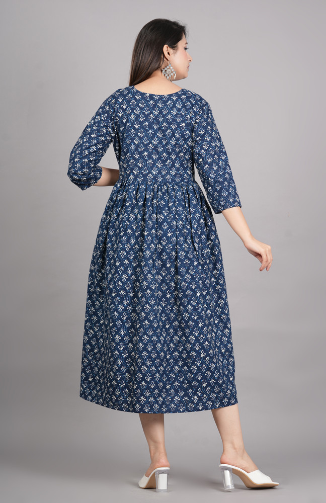 Fashion Unstoppable Women Fit and Flare Blue White Dress Buy Fashion Unstoppable Women Fit and Flare Blue White Dress Online at Best Prices in India Flipkart
