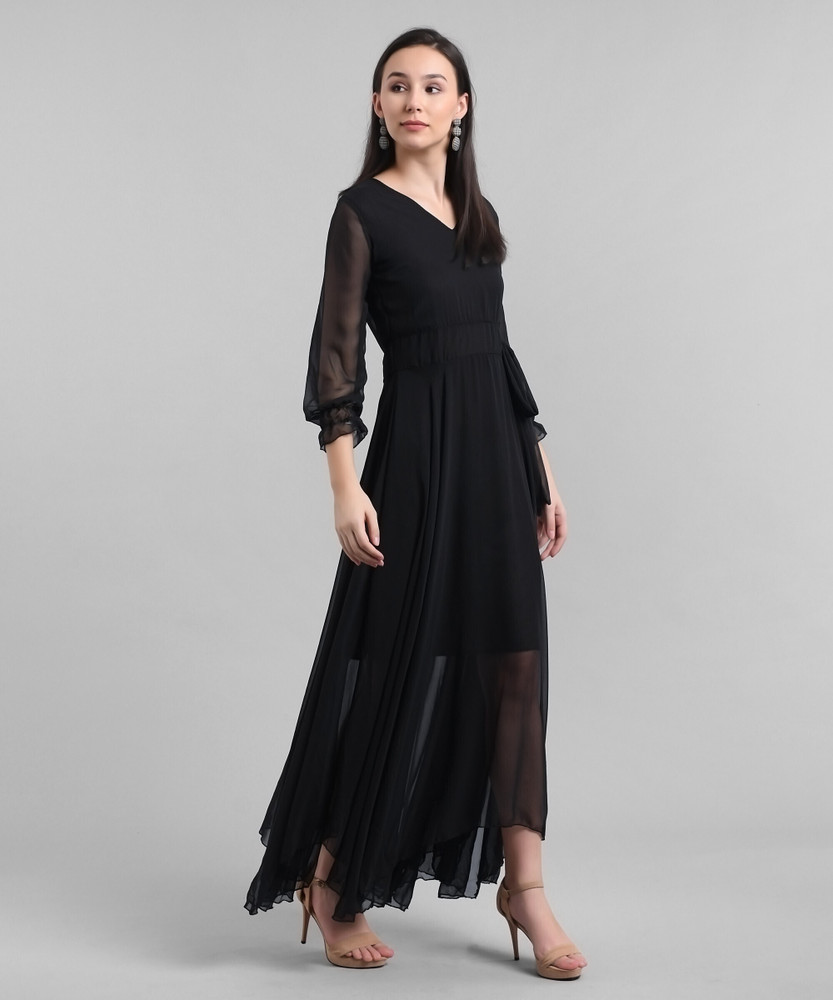 vivient Women Maxi Black Dress