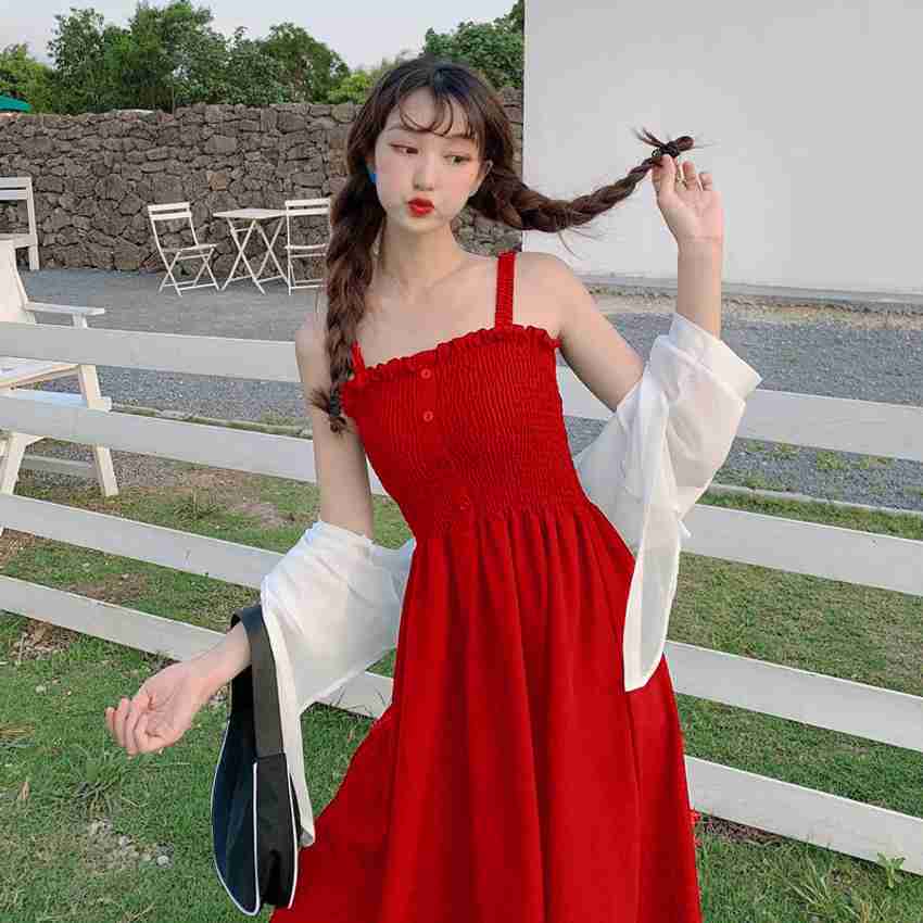 Korean red outfit sales