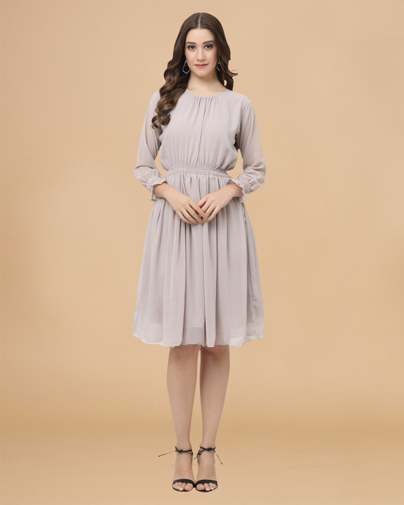 MISS AYSE Women Fit and Flare Grey Dress Buy MISS AYSE Women Fit