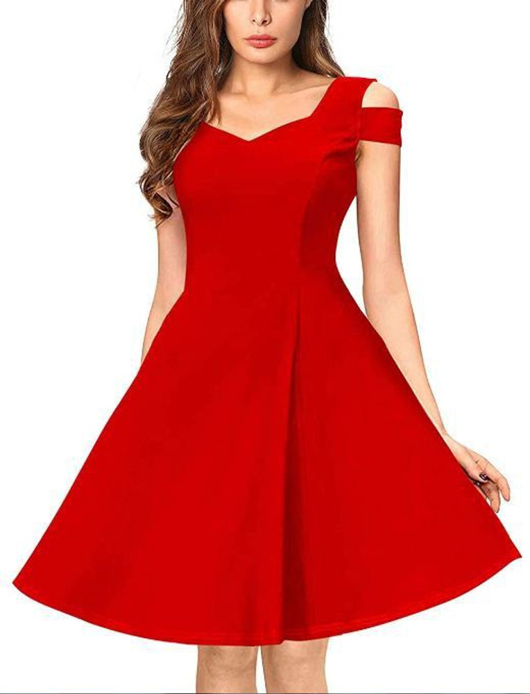Mainsa Women Fit and Flare Red Dress Buy Mainsa Women Fit and